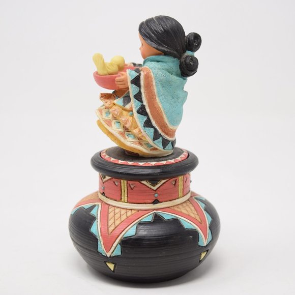 1995 Friends of Feather Compassion Girl Birdbath Trinket Box Karen Hahn Native - Picture 4 of 16